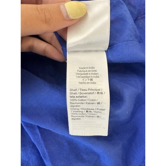 J Crew Women Dress Square Neck Midi Blue Cotton Preppy Floral Boho Size 6 2224 - Picture 11 of 13